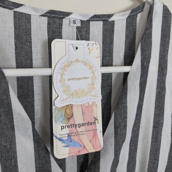 Pretty Garden Striped Button Up Lined Shirt Dress with Pockets and Belt - Picture 4 of 10